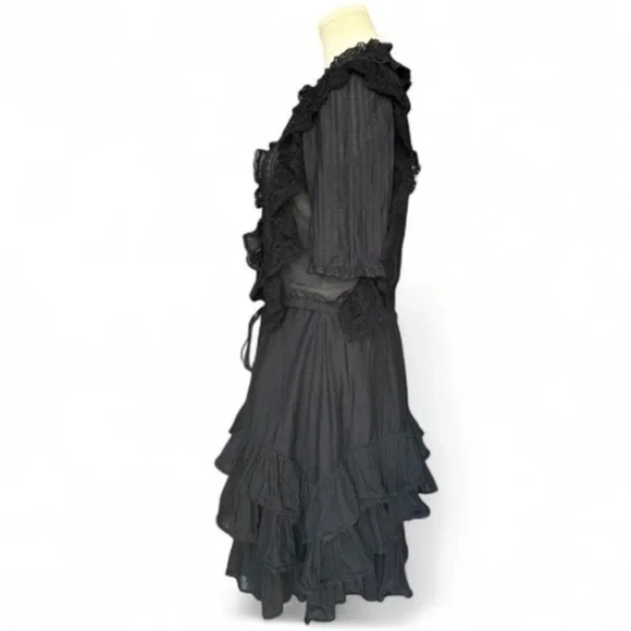 Zadig & Voltaire Ranky Ruffle Lace Trim Dress Noir Witchy Gothic Size XS - Picture 8 of 10